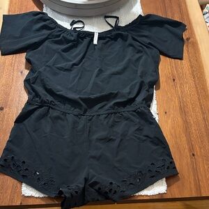 Fabletics Black Off-Shoulder Romper